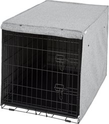 Frisco Faux Linen Dog Crate Cover, Gray, 36in