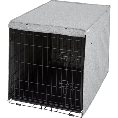Frisco Frisco Faux Linen Dog Crate Cover, Gray, 36in
