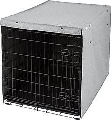 Frisco Faux Linen Dog Crate Cover, Gray, 42in
