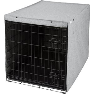 Frisco Faux Linen Dog Crate Cover, Gray, 42in