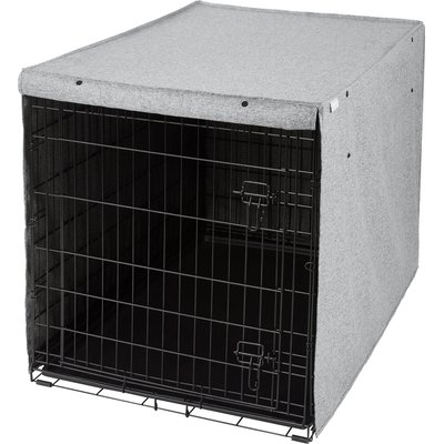 Frisco Frisco Faux Linen Dog Crate Cover, Gray, 42in