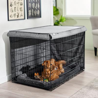 Show full view: Frisco Faux Linen Dog Crate Cover, Gray, 42in slide 6 of 8