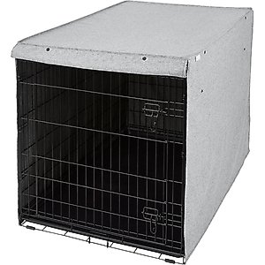 Frisco Faux Linen Dog Crate Cover, Gray, 48in