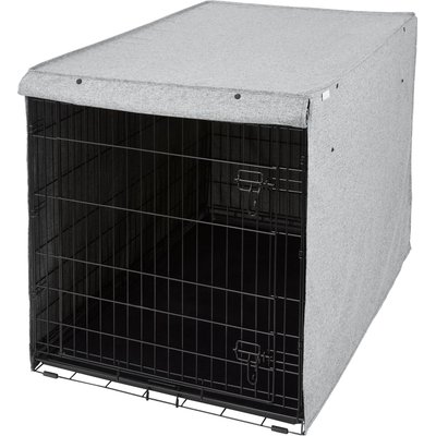 Frisco Frisco Faux Linen Dog Crate Cover, Gray, 48in