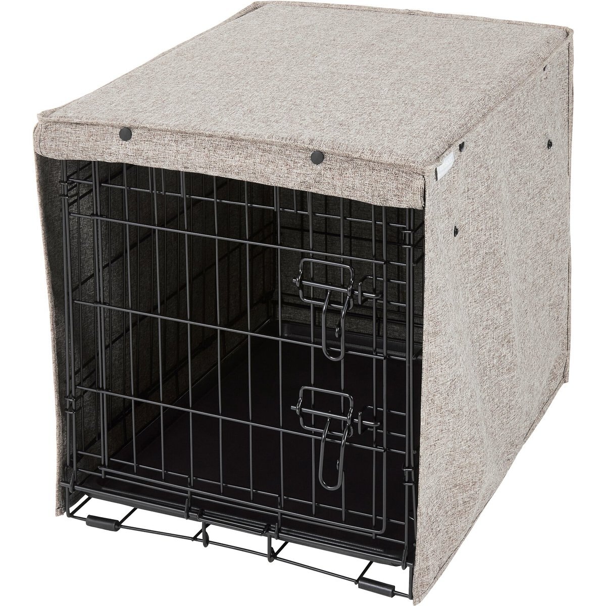 Frisco Faux Linen Dog Crate Cover, Brown, 24 in
