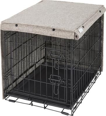Show full view: Frisco Faux Linen Dog Crate Cover, Brown, 24 in slide 6 of 9