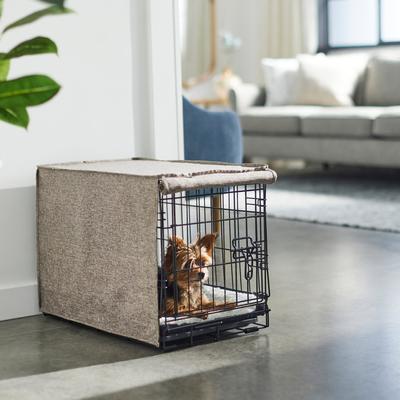 Show full view: Frisco Faux Linen Dog Crate Cover, Brown, 24 in slide 7 of 9