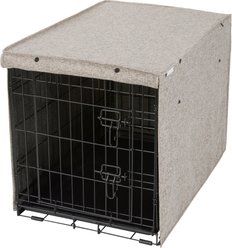 Frisco Faux Linen Dog Crate Cover, Brown, 30in slide 1 of 6