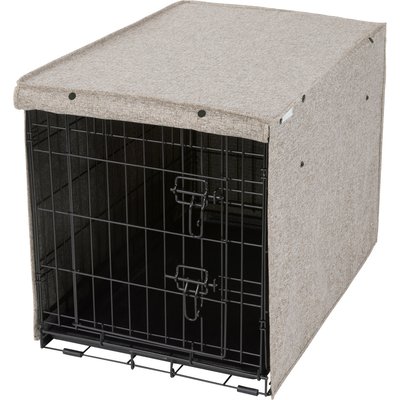 Frisco Frisco Faux Linen Dog Crate Cover, Brown, 30in
