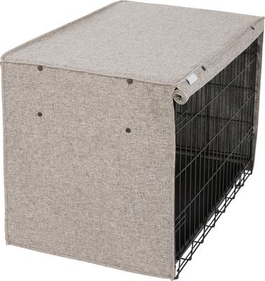 Show full view: Frisco Faux Linen Dog Crate Cover, Brown, 30in slide 4 of 8