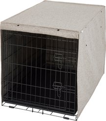 Frisco Faux Linen Dog Crate Cover, Brown, 36in