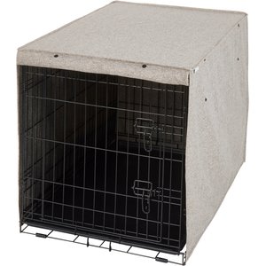 Frisco Faux Linen Dog Crate Cover, Brown, 36in
