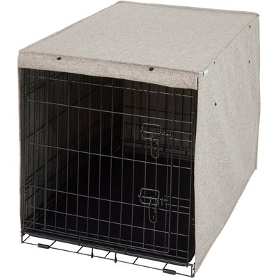 Frisco Frisco Faux Linen Dog Crate Cover, Brown, 36in