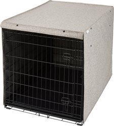 Frisco Faux Linen Dog Crate Cover, Brown, 42in
