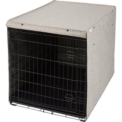 Frisco Frisco Faux Linen Dog Crate Cover, Brown, 42in