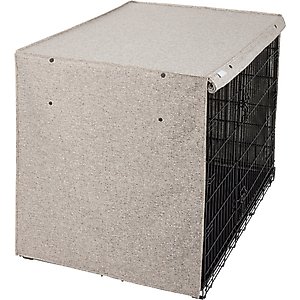 Frisco Faux Linen Dog Crate Cover, Light Brown, 42in