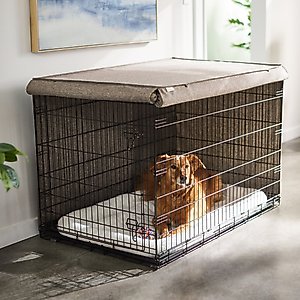 Frisco Faux Linen Dog Crate Cover, Light Brown, 42in