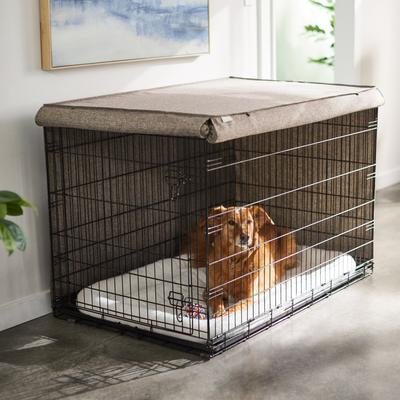 Show full view: Frisco Faux Linen Dog Crate Cover, Brown, 42in slide 6 of 8