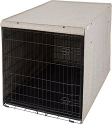 Frisco Faux Linen Dog Crate Cover, Brown, 48in