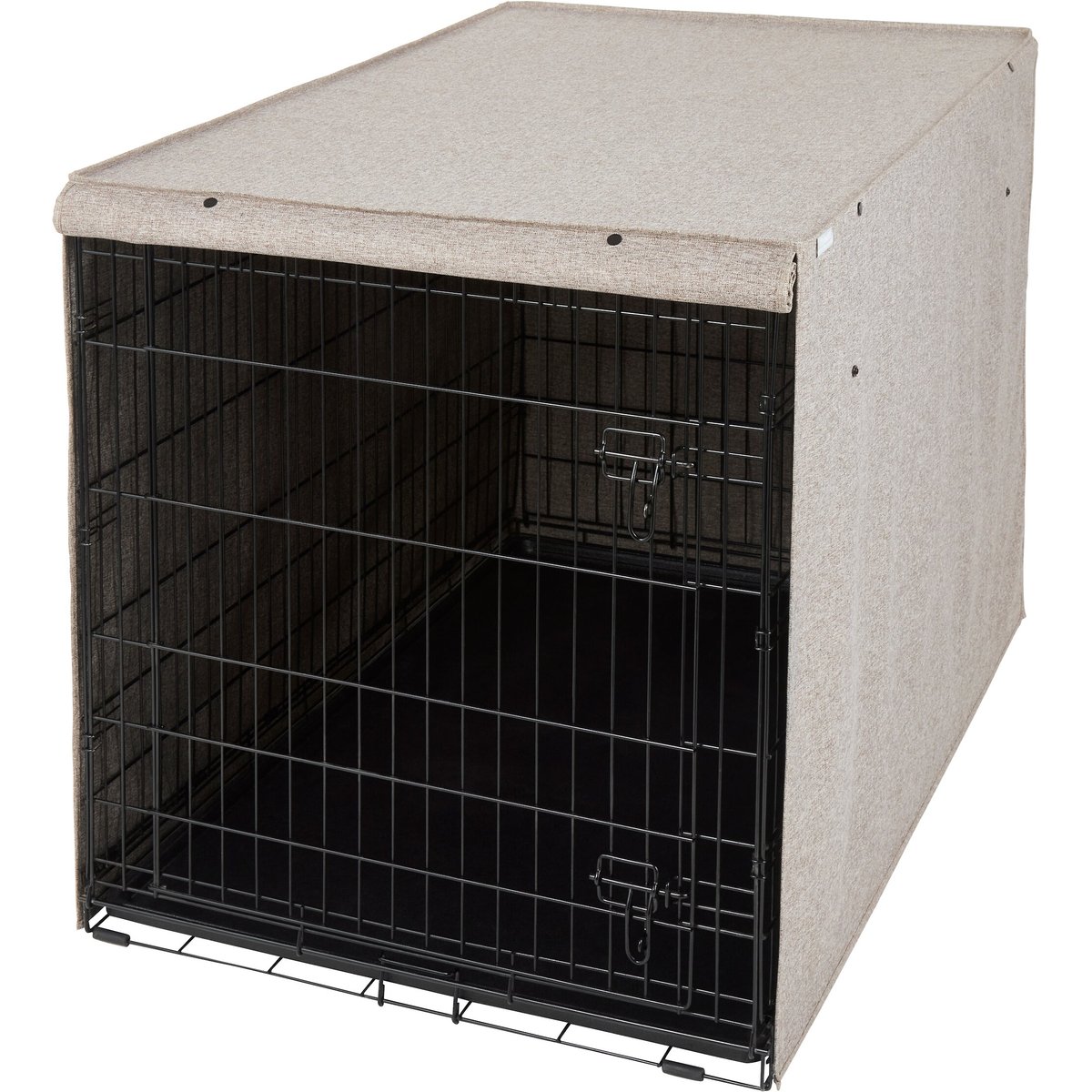Frisco Faux Linen Dog Crate Cover, Brown, 48in