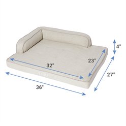 Frisco Faux Linen Personalized Corner Bolster Dog Bed with Removable Cover, Light Gray, Large slide 2 of 7