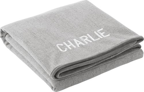 Show full view: Frisco Faux Linen Personalized Dog & Cat Blanket, Dark Gray, Large slide 4 of 10