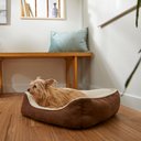 Frisco Faux Suede Bolster Dog Bed, Brown, Small