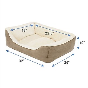 Frisco Faux Suede Bolster Dog Bed, Khaki Green, Large