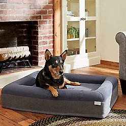 Frisco Faux Suede Orthopedic Bolster Cat & Dog Bed with Removable Cover, Gray, Large