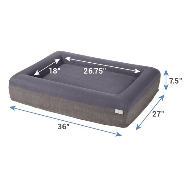 Frisco Chambray Orthopedic Corner Bolster Pillow Dog Bed with Removable Cover