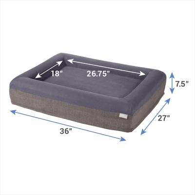 Show full view: Frisco Faux Suede Orthopedic Bolster Cat & Dog Bed with Removable Cover, Gray, Large slide 2 of 8