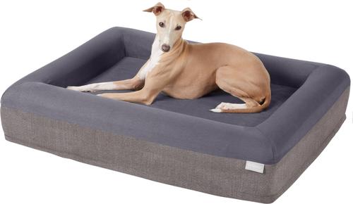 Show full view: Frisco Faux Suede Orthopedic Bolster Cat & Dog Bed with Removable Cover, Gray, Large slide 3 of 8