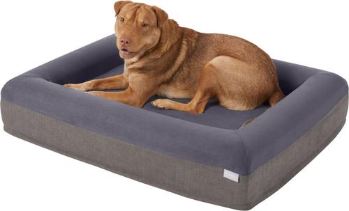 Show full view: Frisco Faux Suede Orthopedic Bolster Cat & Dog Bed with Removable Cover, Gray, X-Large slide 3 of 8