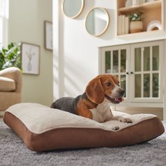 Frisco Faux Suede Pillow Dog Bed with Removable Cover, Brown, X-Large