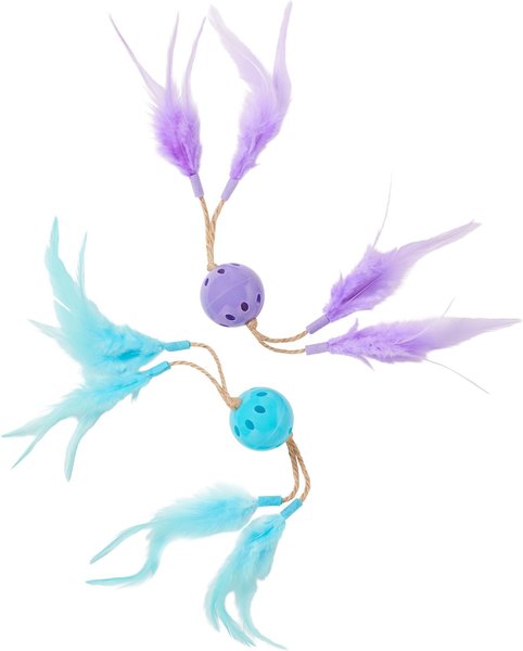 Frisco Feather & Play Plastic Balls Cat Toy, 2 count
