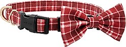 Frisco Festive Plaid Dog Collar with Removable Plaid Bow, Red Plaid, XS - Neck: 8-12-in, Width: 5/8-in