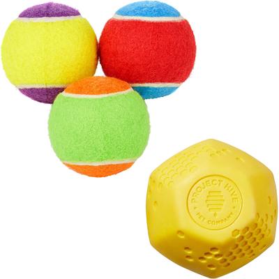 Show full view: Frisco Fetch Squeaking Colorful Tennis Ball, 3-Pack + Project Hive Pet Company Ball Dog Toy slide 1 of 9