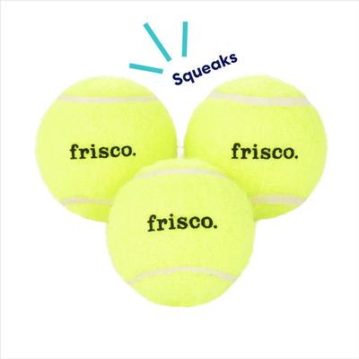 Show full view: Frisco Fetch Squeaky Tennis Ball Dog Toy, X-Small/Small, 3 count slide 3 of 7