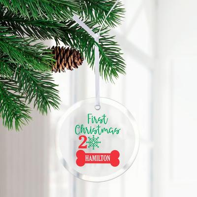 Show full view: Frisco Christmas "First Christmas" Round Shaped Personalized Ornament slide 3 of 7
