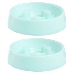 Frisco Fish Shaped Ridges Slow Feed Bowl, Light Blue, 1 Cup, 2 count