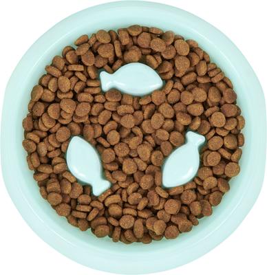 Show full view: Frisco Fish Shaped Ridges Slow Feed Bowl, Light Blue, Small: 1 cup, 1 count slide 5 of 8