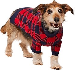 Frisco Fleece Lined Buffalo Plaid Mock Neck Dog & Cat Sweater, Navy, Large