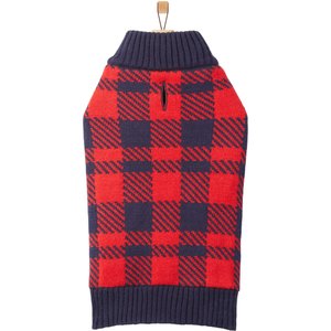 Frisco Fleece Lined Buffalo Plaid Mock Neck Dog & Cat Sweater, Navy, Large