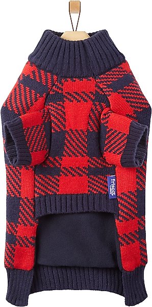 Show full view: Frisco Fleece Lined Buffalo Plaid Mock Neck Dog & Cat Sweater, Navy, Large slide 4 of 8