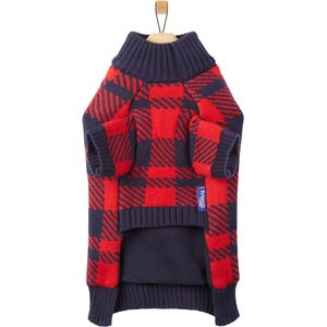 Frisco Fleece Lined Buffalo Plaid Mock Neck Dog & Cat Sweater, Navy, Large