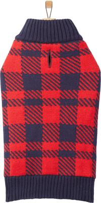 Show full view: Frisco Fleece Lined Buffalo Plaid Mock Neck Dog & Cat Sweater, Navy, Small slide 4 of 9