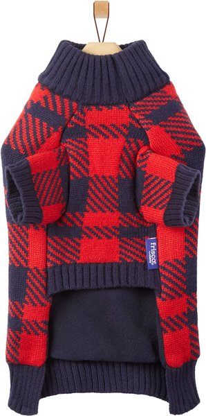 Show full view: Frisco Fleece Lined Buffalo Plaid Mock Neck Dog & Cat Sweater, Navy, Small slide 5 of 9