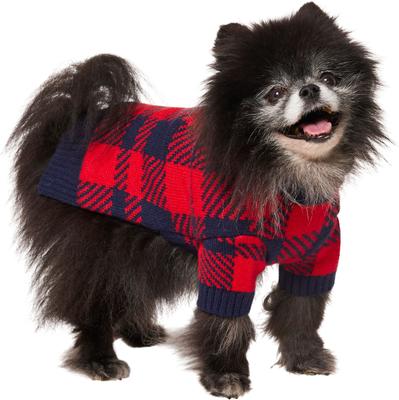 Show full view: Frisco Fleece Lined Buffalo Plaid Mock Neck Dog & Cat Sweater, Navy, Small slide 3 of 9