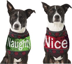 Frisco Flip Sequin Naughty/Nice Dog & Cat Bandana, Medium/Large slide 1 of 9