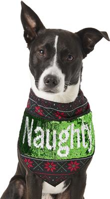 Show full view: Frisco Flip Sequin Naughty/Nice Dog & Cat Bandana, Medium/Large slide 4 of 12